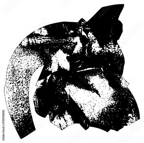 Lion head roars powerfully in a wild habitat