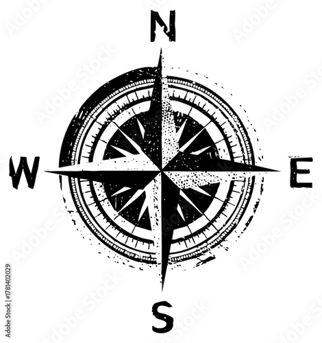 Compass points direction in nautical exploration