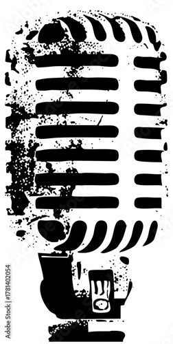 Vintage microphone illustrates sound recording in a music studio