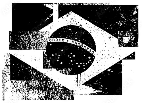 Brazilian flag with distressed texture