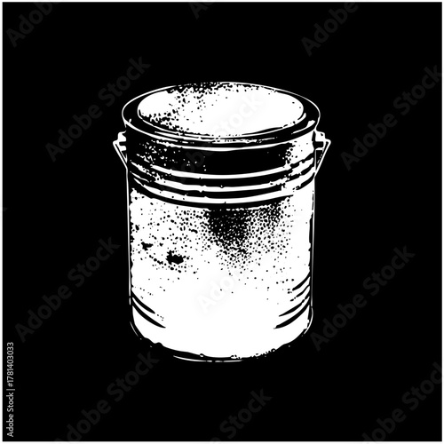 Paint bucket illustrates containment in a studio