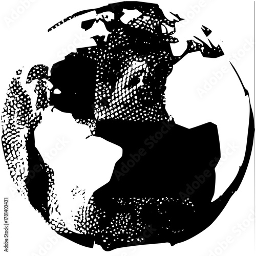 Earth rotates globally in a world map