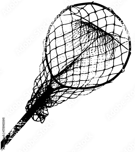 Butterfly net captures insects in a meadow