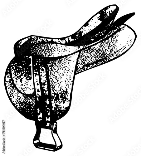 Horse saddle illustrates equestrian equipment for riding