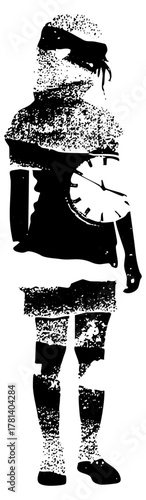 Person time stipple illustration