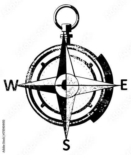 Compass points direction in vintage exploration