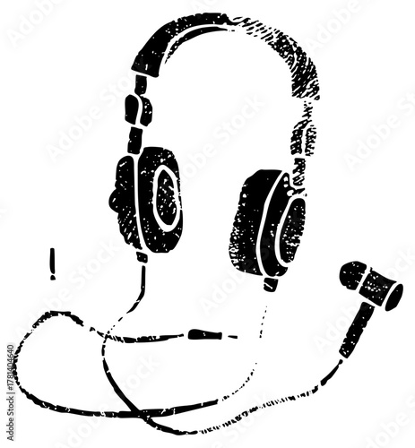 Headphones listen to music in a modern soundscape