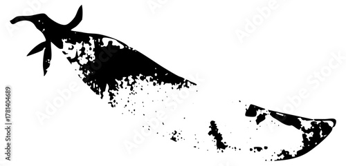 Bull Silhouette Charges Forward in a Ranch Landscape