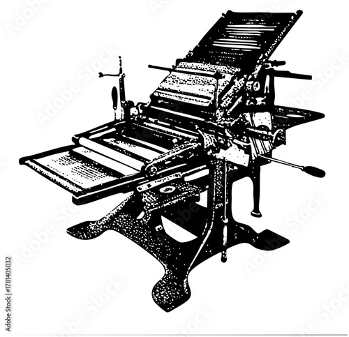 Printing press in vintage studio