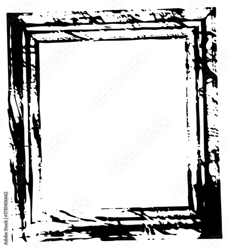 Rectangular Frame Defines Space with Distressed Texture for Graphic Design