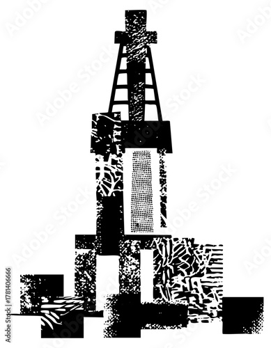 Oil Derrick Illustrates Industry in Energy Sector