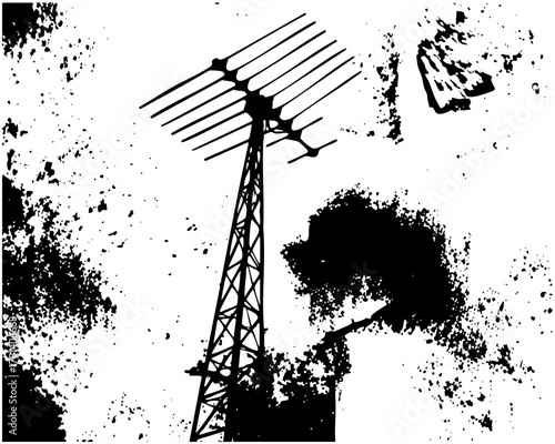 Transmission Tower Stands Against Sky Texture