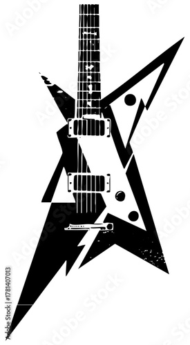 Electric guitar merges with star geometric design