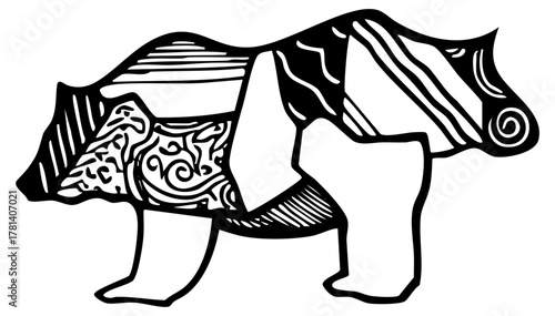Bear illustration geometric in a stylized design