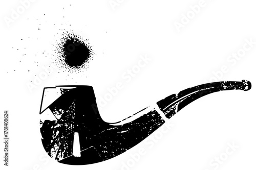 Smoking pipe emits smoke in vintage illustration