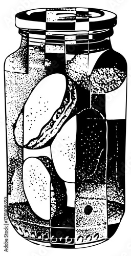 Pickled Cucumbers Display Preservation in Jar