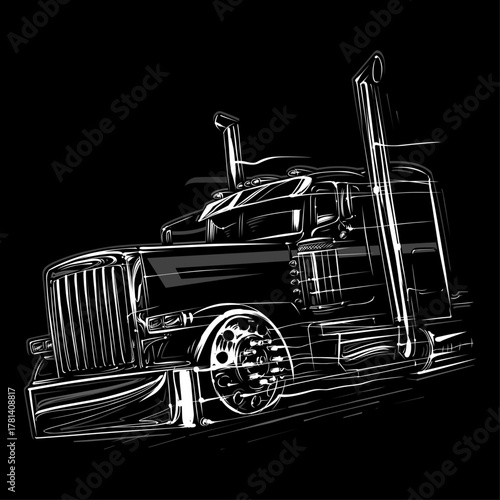 Truck Loaded Vector Illustration Clipart