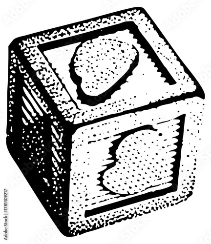 Building block geometric shapes in a playful composition