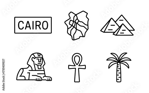 Linear symbols of cairo: pyramids, sphinx, ankh and more
