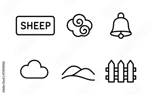 Minimalist farm symbols in outline style