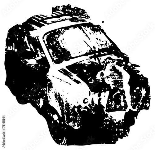 Lion head roars fiercely in illustration