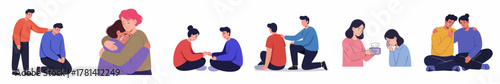 Flat Illustration Diverse Group of People Offering Support and Comfort