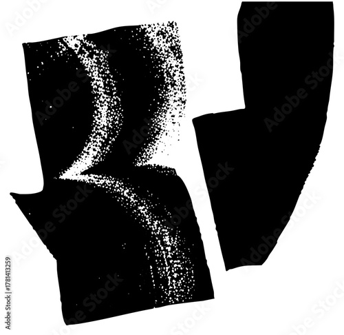 Abstract shapes interact with halftone texture in modern design