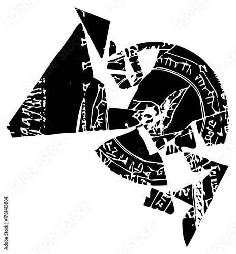 Ancient Warrior Raises Sword in Battle