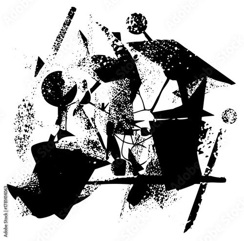 Abstract shapes interact dynamically in a modern composition