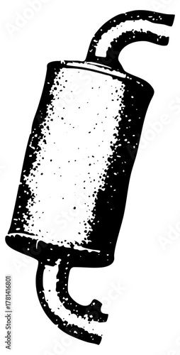 Muffler Illustrates Automotive Repair in a Garage