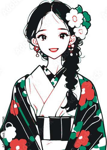 着物女性のポートレート