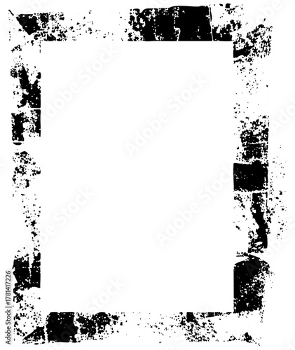 Grunge frame defines distressed border for graphic design
