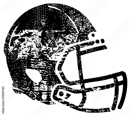 Football helmet grit in vintage sports illustration