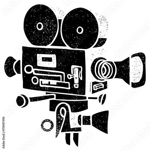 Vintage Camera Illustrates Filmmaking in Retro Style