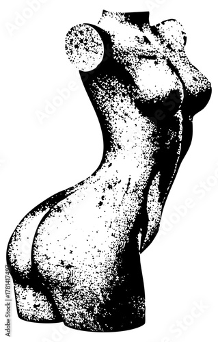 Torso sculpture abstract form in artistic rendering