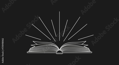 open book on black background