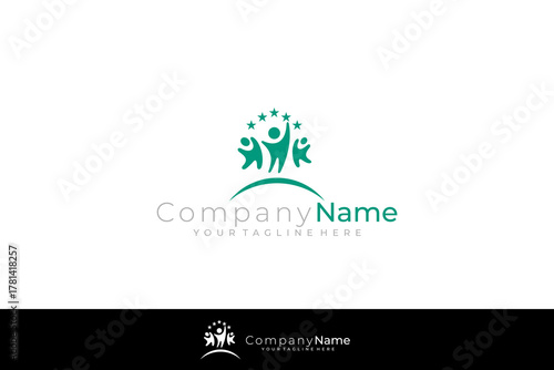 Family care logo with education design vector, people and star logos
