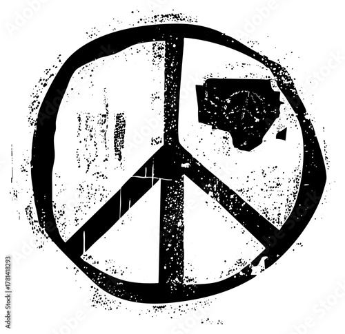 Peace Symbol Grunge Texture in Protest Art