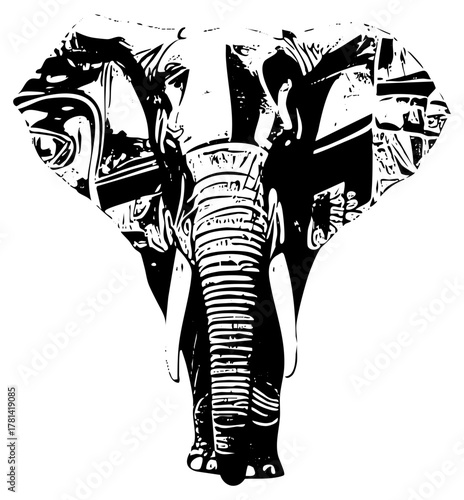 Elephant portrait showcases texture for wildlife illustration