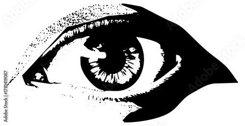 Human eye observes intently in a graphic design