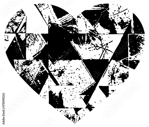 Bear head forms heart shape in abstract illustration