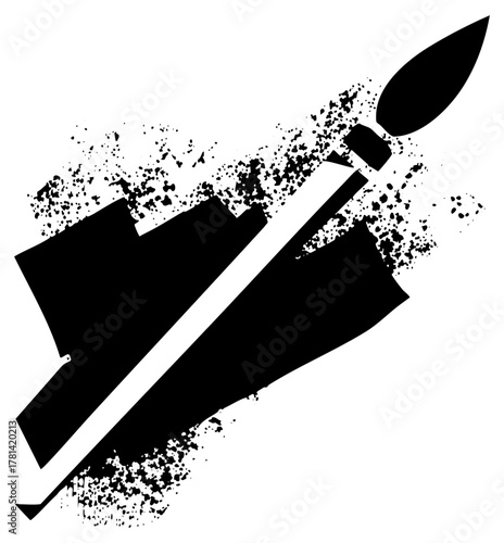 Paintbrush Creates Splatter Effect in Abstract Composition