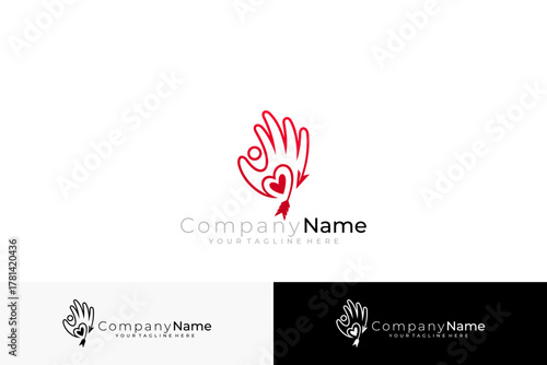 a logo that combines an arrow and a humanity logo, line logos