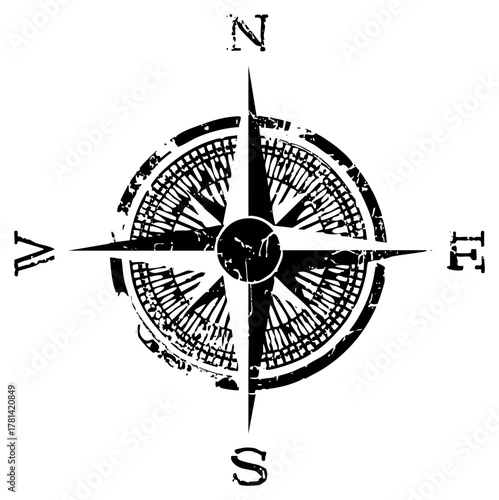 Compass points direction in nautical exploration