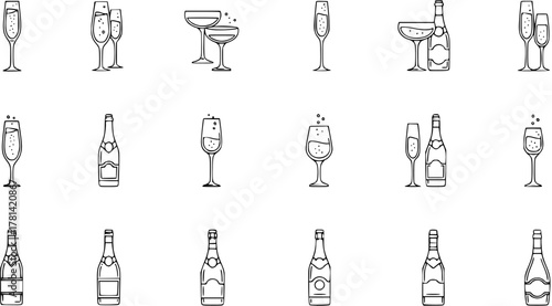 Glass and bottle Icon Set