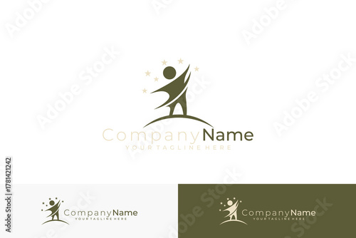 logo of a small child standing and trying to reach for a star