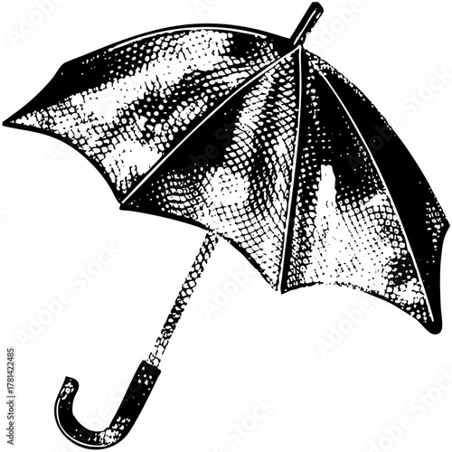 Umbrella protects from rain in a weather