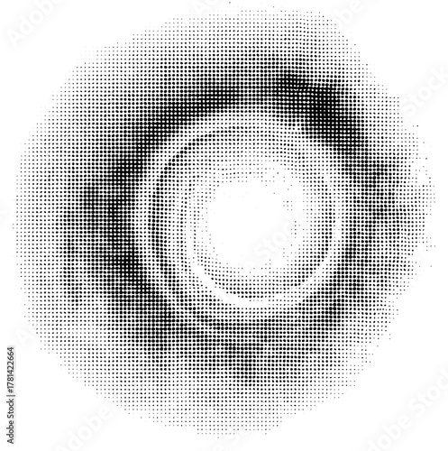 Halftone eye observes detail in abstract composition