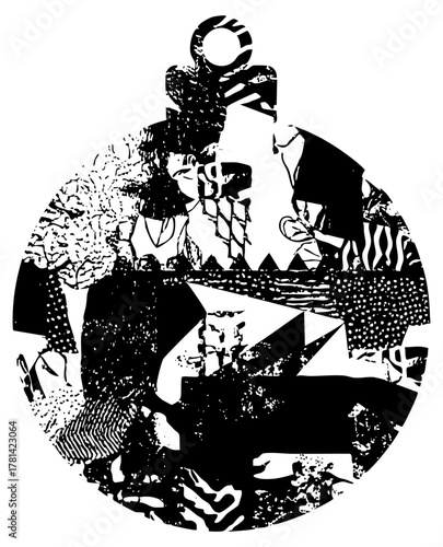 Abstract Portrait Reveals Identity in Circular Composition