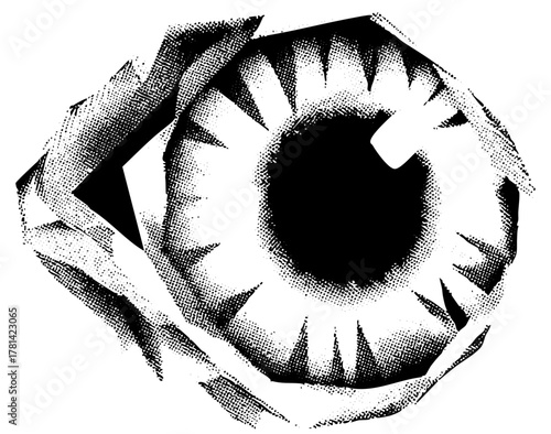 Human eye stares intently at the viewer in a graphic illustration